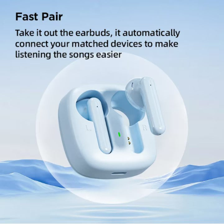 Căști wireless TWS Tusy Store, Bluetooth 5.3, autonomie 3-4 ore, buton multifuncțional, port Type-C
