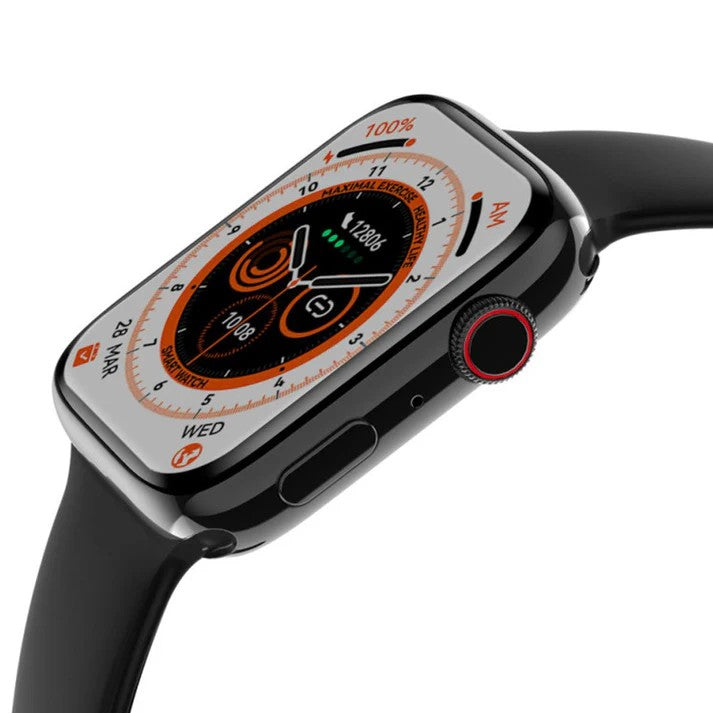 Pachet smartwatch cu apeluri AT Performance, 7 curele, husă silicon, încărcător wireless, căști bluetooth