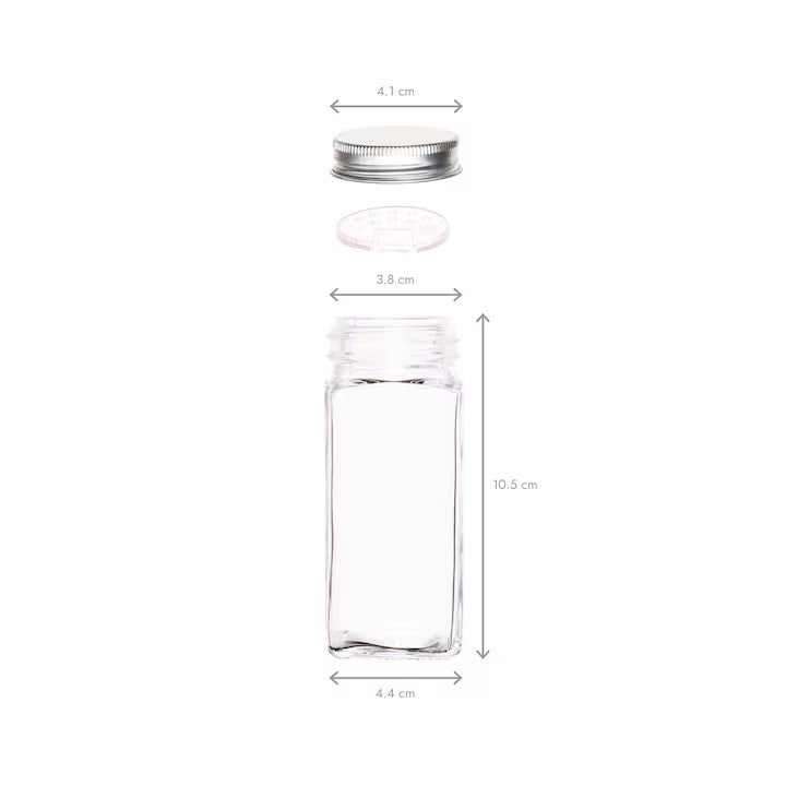 Sticluțe condimente AT Performance, set 24 bucăți, 110 ml, sticlă, capac aluminiu, 96 etichete