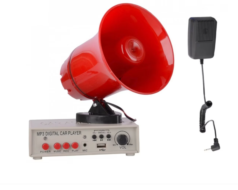 Portavoce auto cu amplificator AT Performance, 25 W, înregistrare 120 s, USB, prindere magnetică, roșu