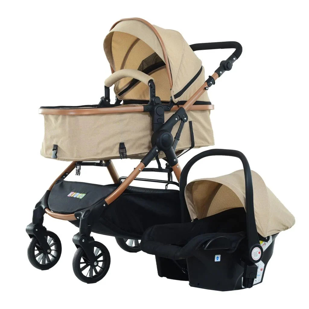 Cărucior 3 în 1 KIDOO, landou, scaun sport și scoică auto i-Size, ham în 5 puncte, suspensii, pliere rapidă