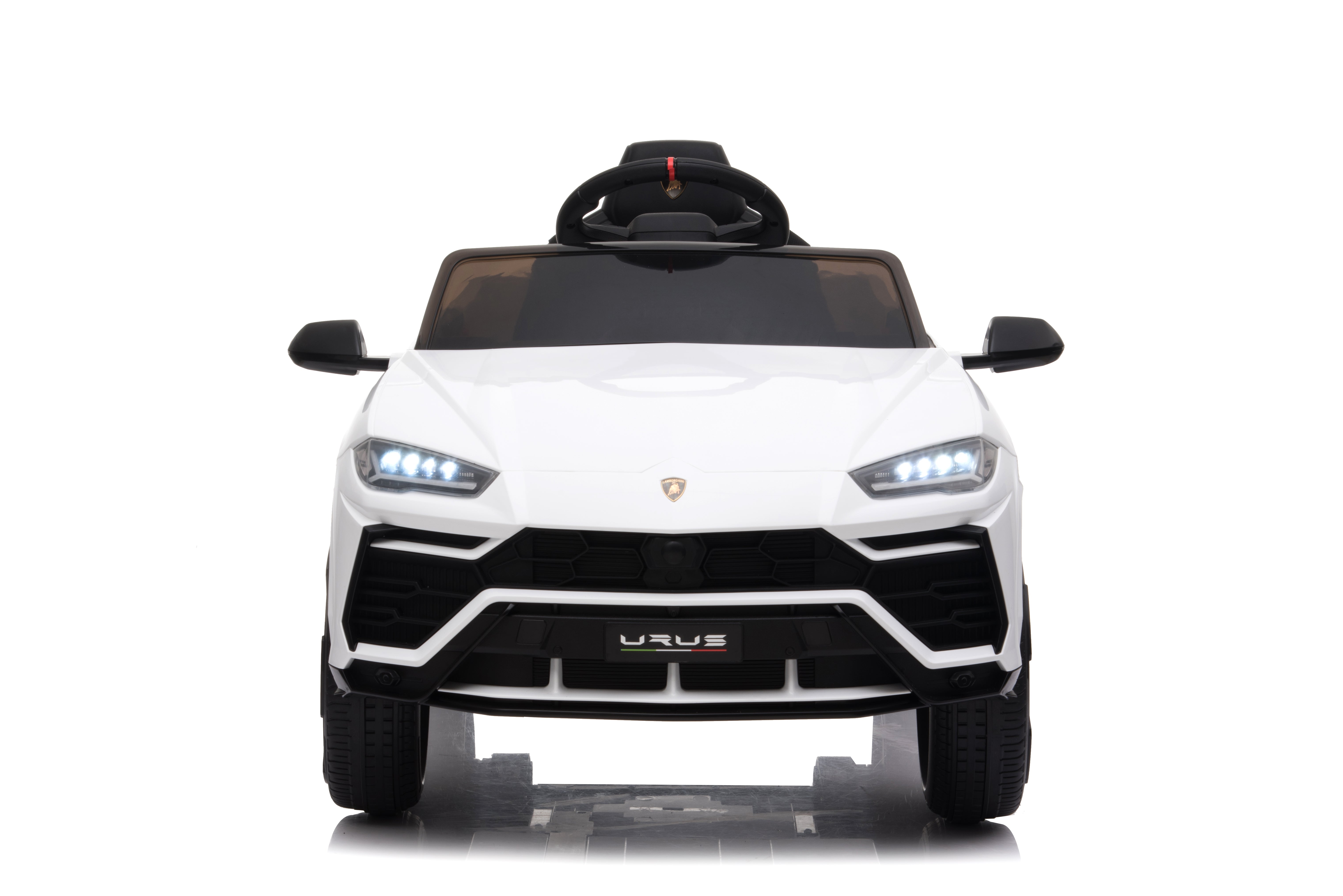 Mașinuță electrică Lamborghini Urus oficial licentiata, KIDOO, 37–96 luni, 12V 4.5Ah, 2 motoare 25W, telecomandă 2.4G, volan multifuncțional cu muzică, MP3, USB, TF, FM Radio, 105×65×52 cm