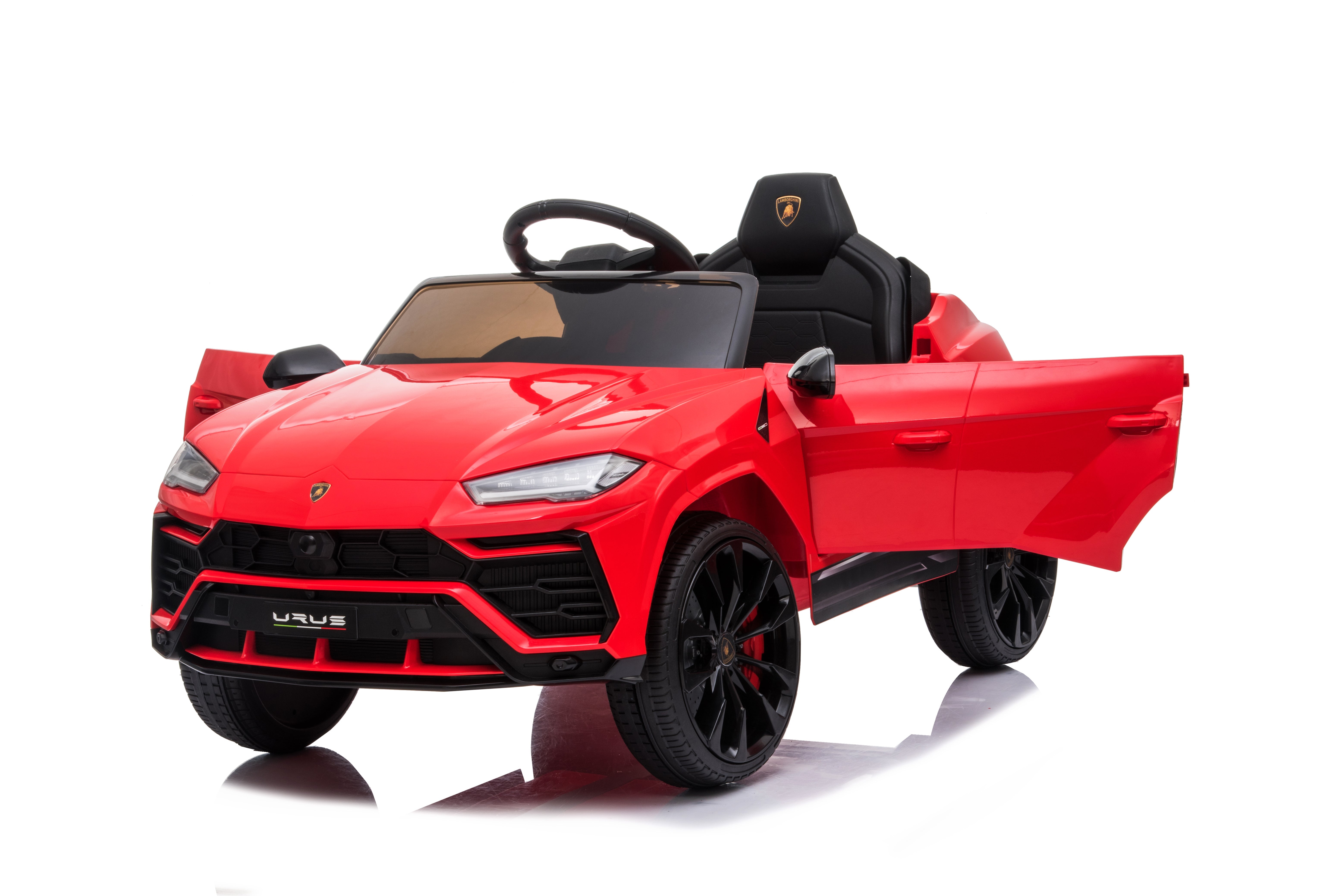Mașinuță electrică Lamborghini Urus oficial licentiata, KIDOO, 37–96 luni, 12V 4.5Ah, 2 motoare 25W, telecomandă 2.4G, volan multifuncțional cu muzică, MP3, USB, TF, FM Radio, 105×65×52 cm