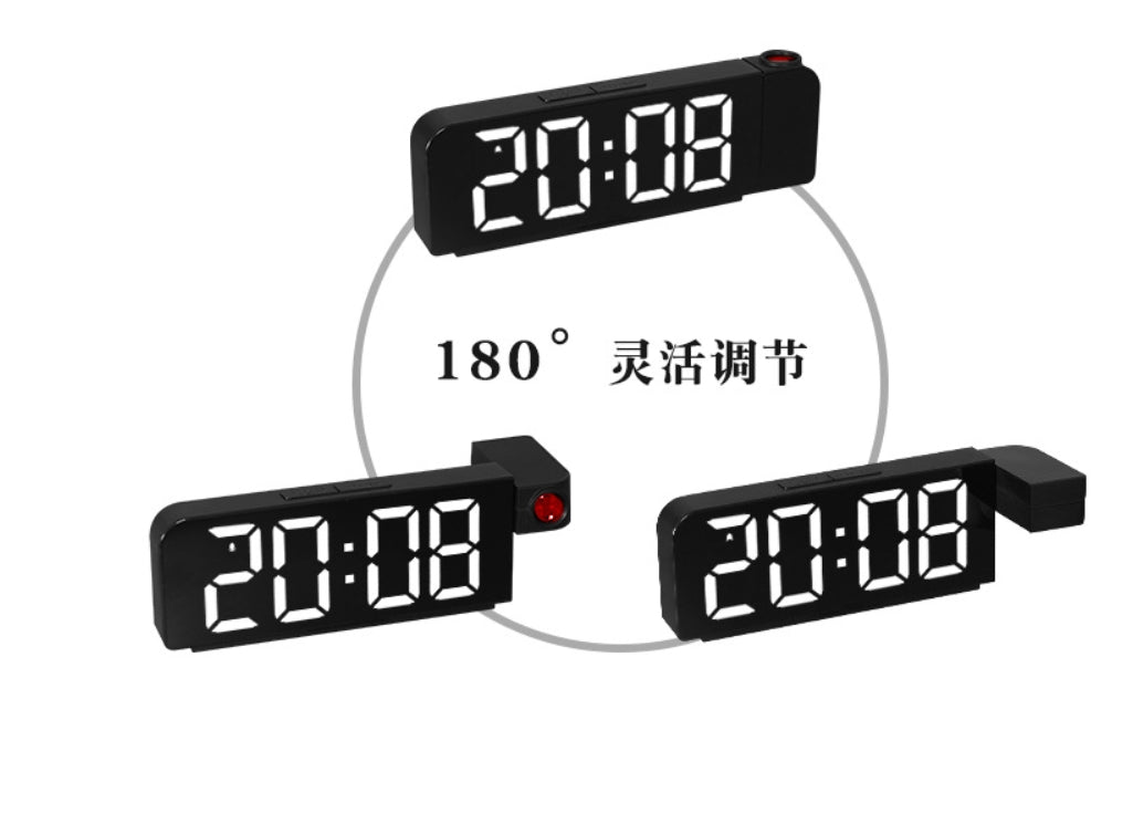 Ceas digital cu proiector rotativ AT Performance, afișaj LED, alarmă, format 12/24h, alimentare USB, negru