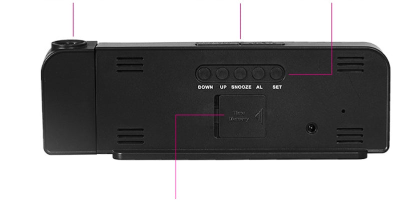 Ceas digital cu proiector rotativ AT Performance, afișaj LED, alarmă, format 12/24h, alimentare USB, negru