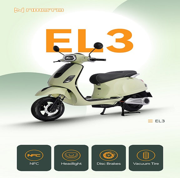 Scuter Electric N-Moto EL3 Verde – Motor Bosch 1000W, Dimensiuni 1760×540×1130mm, Greutate 65Kg, Viteză Max. 45 km/h, Autonomie 60 km, Baterii 72V, APP, GPS, Carte RAR (C.I.V) + CADOU Tricou N-Moto