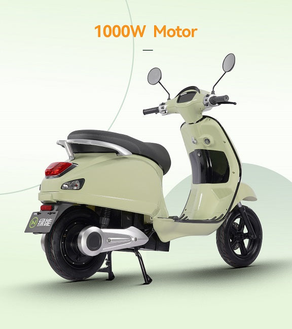 Scuter Electric N-Moto EL3 Verde – Motor Bosch 1000W, Dimensiuni 1760×540×1130mm, Greutate 65Kg, Viteză Max. 45 km/h, Autonomie 60 km, Baterii 72V, APP, GPS, Carte RAR (C.I.V) + CADOU Tricou N-Moto