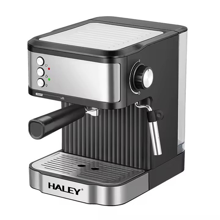 Espressor cafea HALEY HY-2809, 850 W, 20 bar, rezervor 1,8 L, oțel inoxidabil, argintiu cu negru
