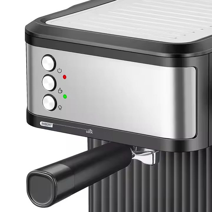 Espressor cafea HALEY HY-2809, 850 W, 20 bar, rezervor 1,8 L, oțel inoxidabil, argintiu cu negru