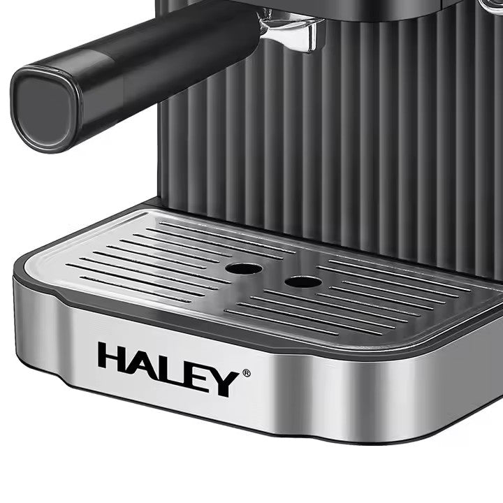 Espressor cafea HALEY HY-2809, 850 W, 20 bar, rezervor 1,8 L, oțel inoxidabil, argintiu cu negru
