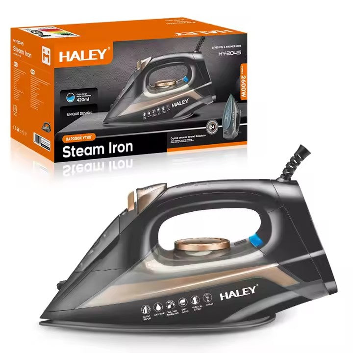 Fier de călcat electric compact HALEY HY-2045, 2200 W, talpă ceramică, cablu 1,6 m, 1,6 kg