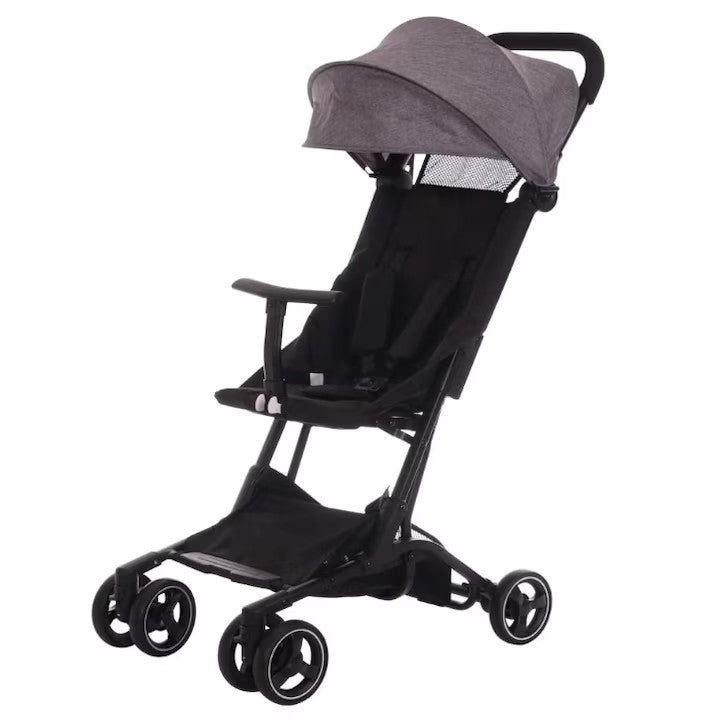 Cărucior pentru copii pliabil AT Performance, 5 kg, cadru din aluminiu, ham în 5 puncte, 6-36 luni, negru