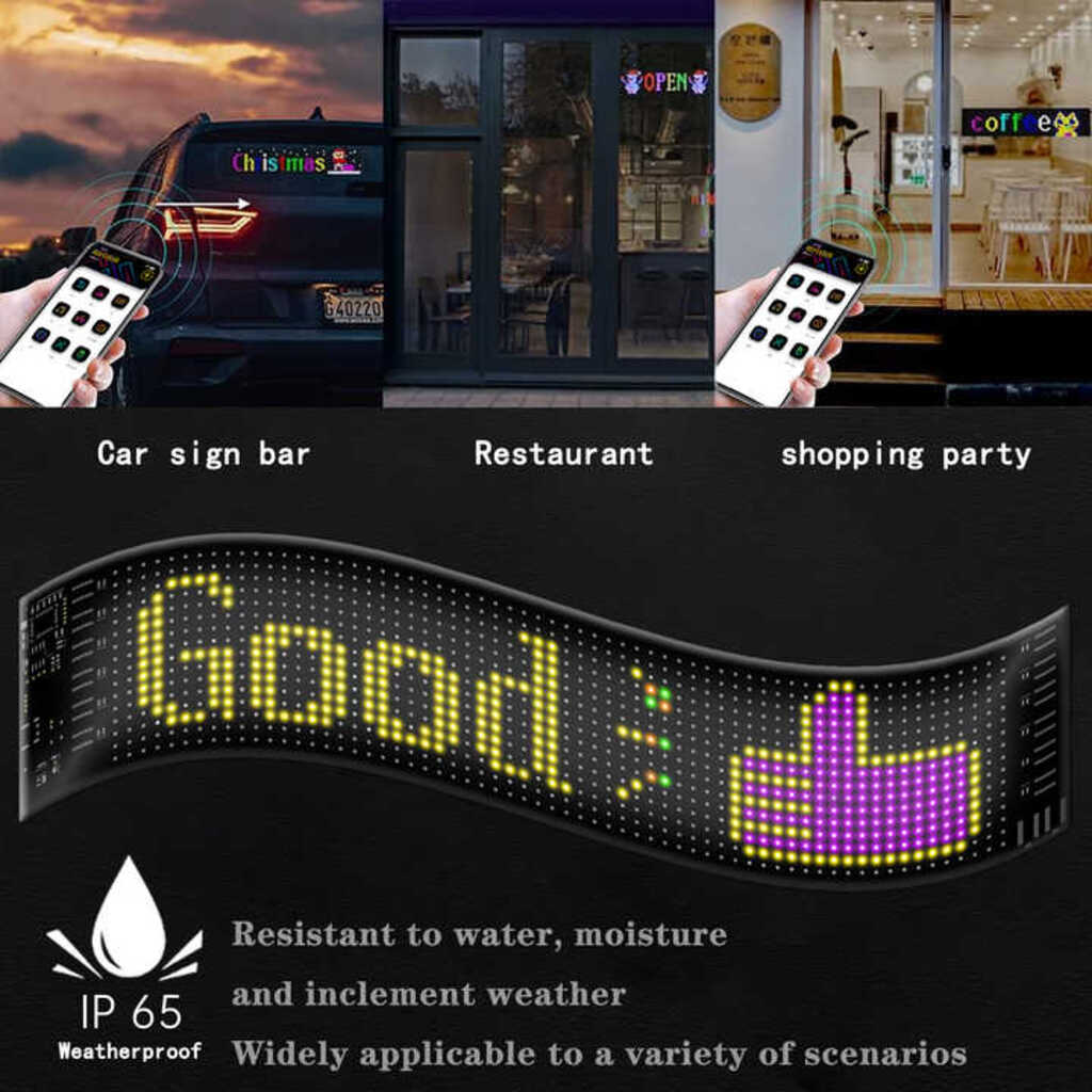 Panou LED matrix RGB AT Performance, 16x64 pixeli, 92x374 mm, alimentare USB, control aplicație și telecomandă