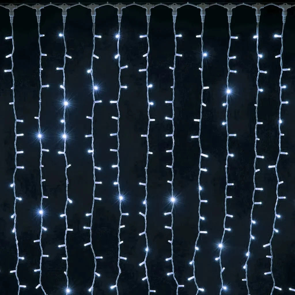 Perdea luminoasă LED AT Performance, 3x2 m, 240 LED, IP65, efect curgere, alb cald