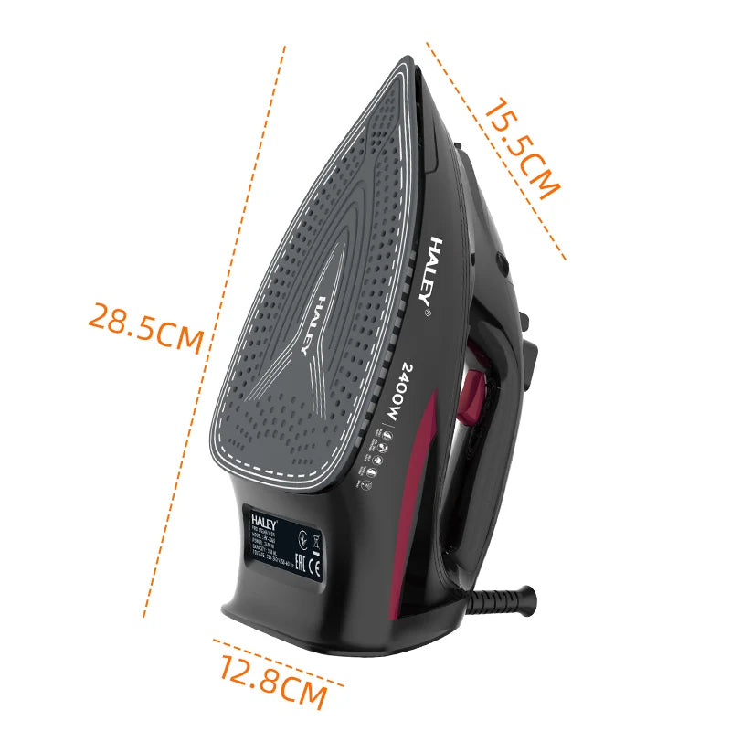 Fier de călcat cu abur HALEY HY-2060, 2400 W, talpă ceramică, rezervor 350 ml, cablu 1,5 m, negru