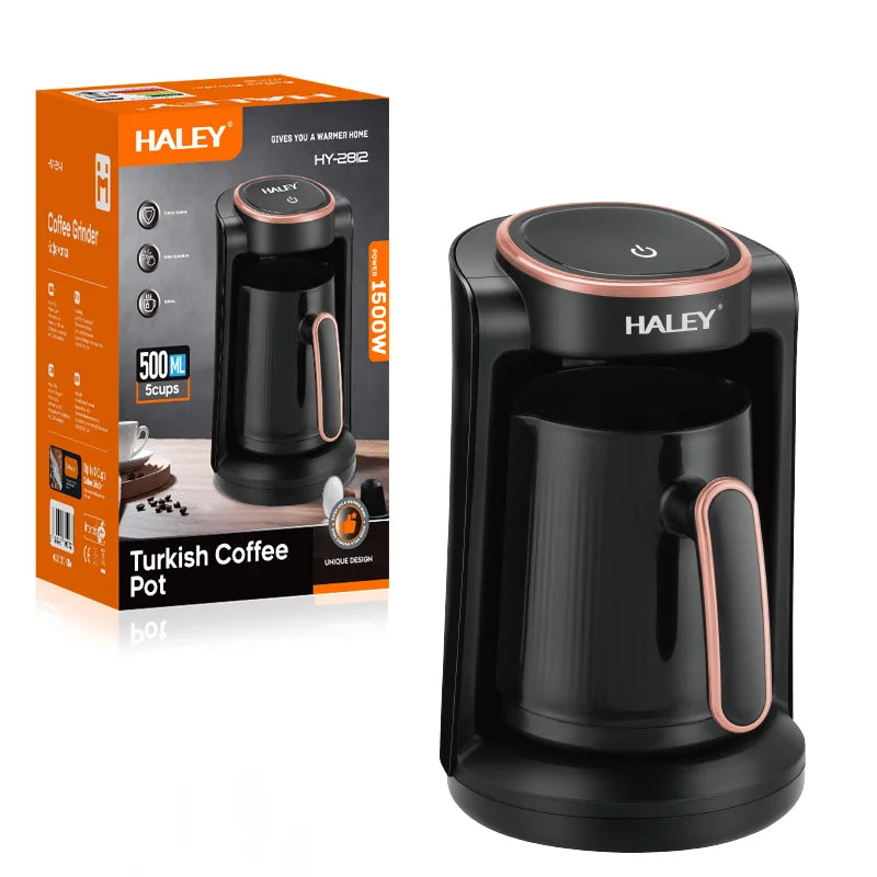 Ibric electric HALEY HY-2812, 1500 W, 500 ml, buton ON/OFF, pentru cafea, ceai și lapte