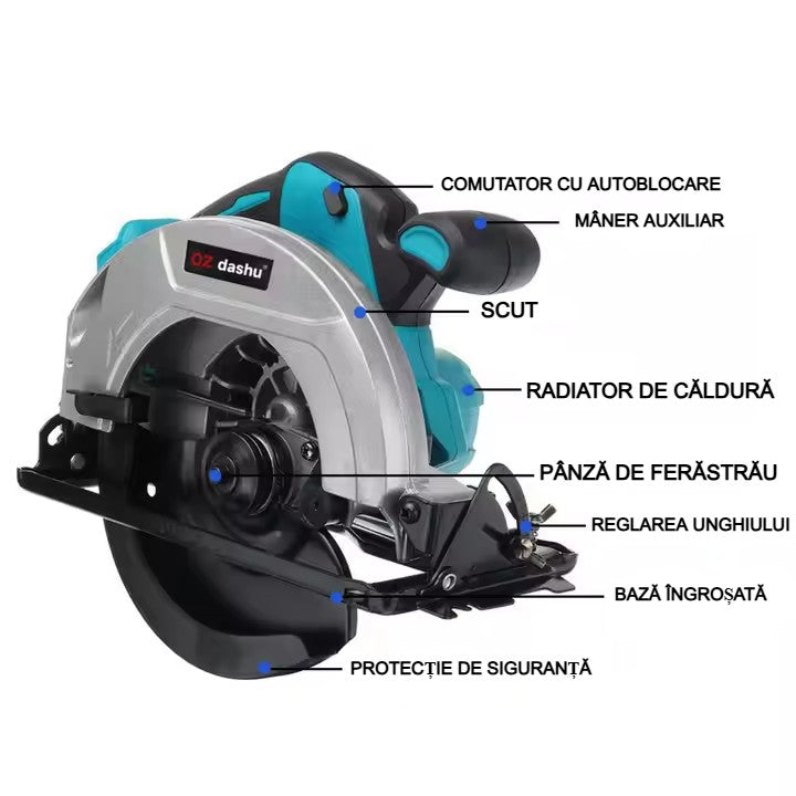 Fierăstrău circular AT Performance, 1200 W, lamă 185 mm, 10000 RPM, motor brushless, albastru