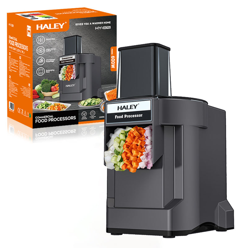 Tocător electric comercial HALEY HY-1321, 600 W, vas 17 căni, feliere și răzuire, accesorii incluse