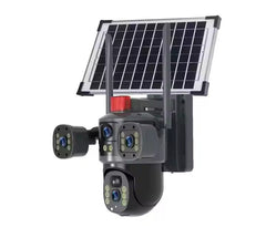 Cameră Supraveghere Solară cu 4 Camere AT PERFORMANCE® – 4K UltraHD, 4G SIM, Detecție Mișcare, Viziune Nocturnă 360°  Această cameră de supraveghe + Cadou Card SD 32GB