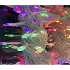 Instalatie Craciun Liniara Diamant, AT PERFORMANCE®, Interior, 8 jocuri de lumini, 9 m, 100 Led-uri, fir alb, Multicolor.