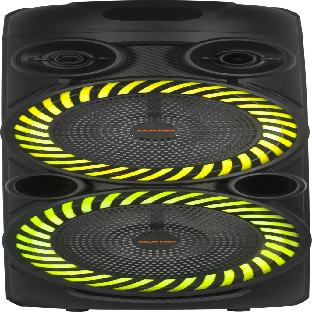 Boxă karaoke portabilă AT Performance KOLAV-F2805, 2800 W PMPO, 2 x 8 inch, Bluetooth, microfon wireless, RGB LED