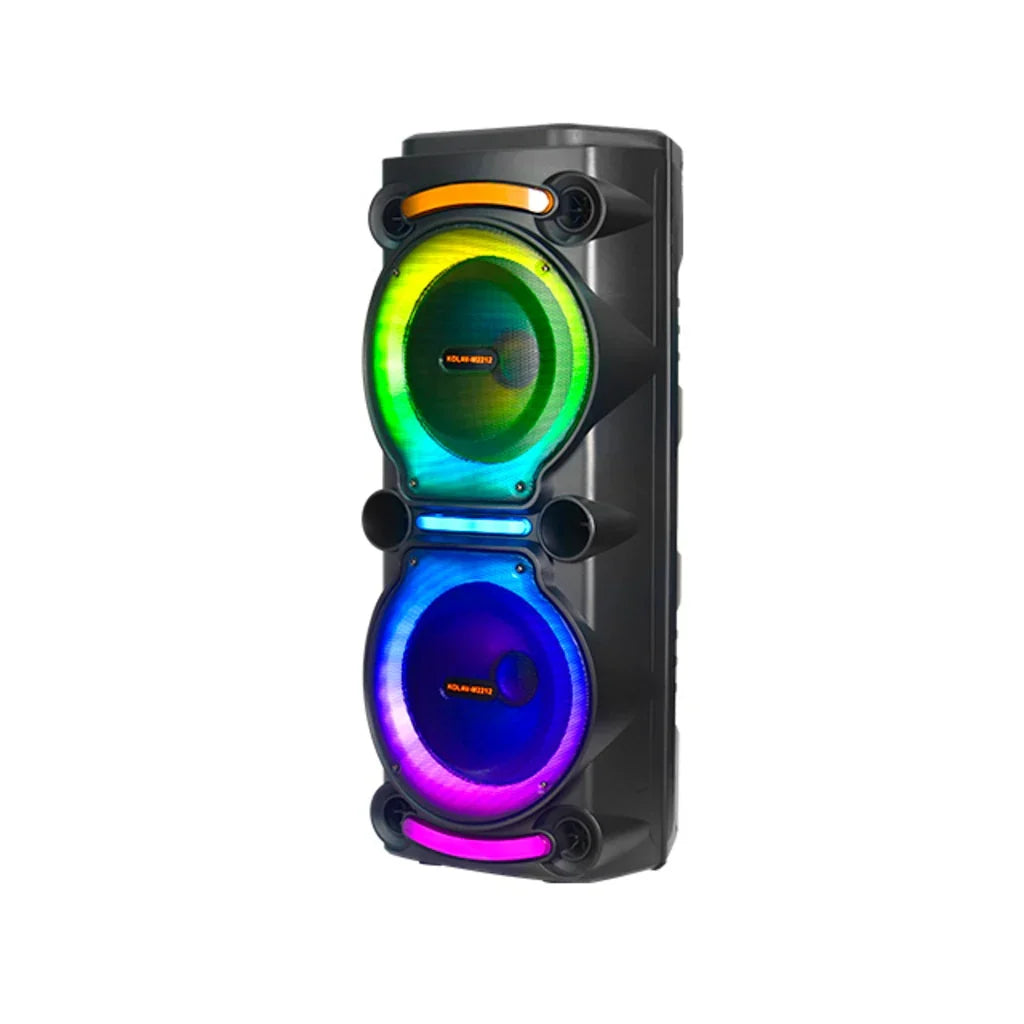 Boxă karaoke portabilă AT Performance KOLAV-M2212, 400 W RMS, 2 x 12 inch, Bluetooth, 2 microfoane wireless, RGB LED