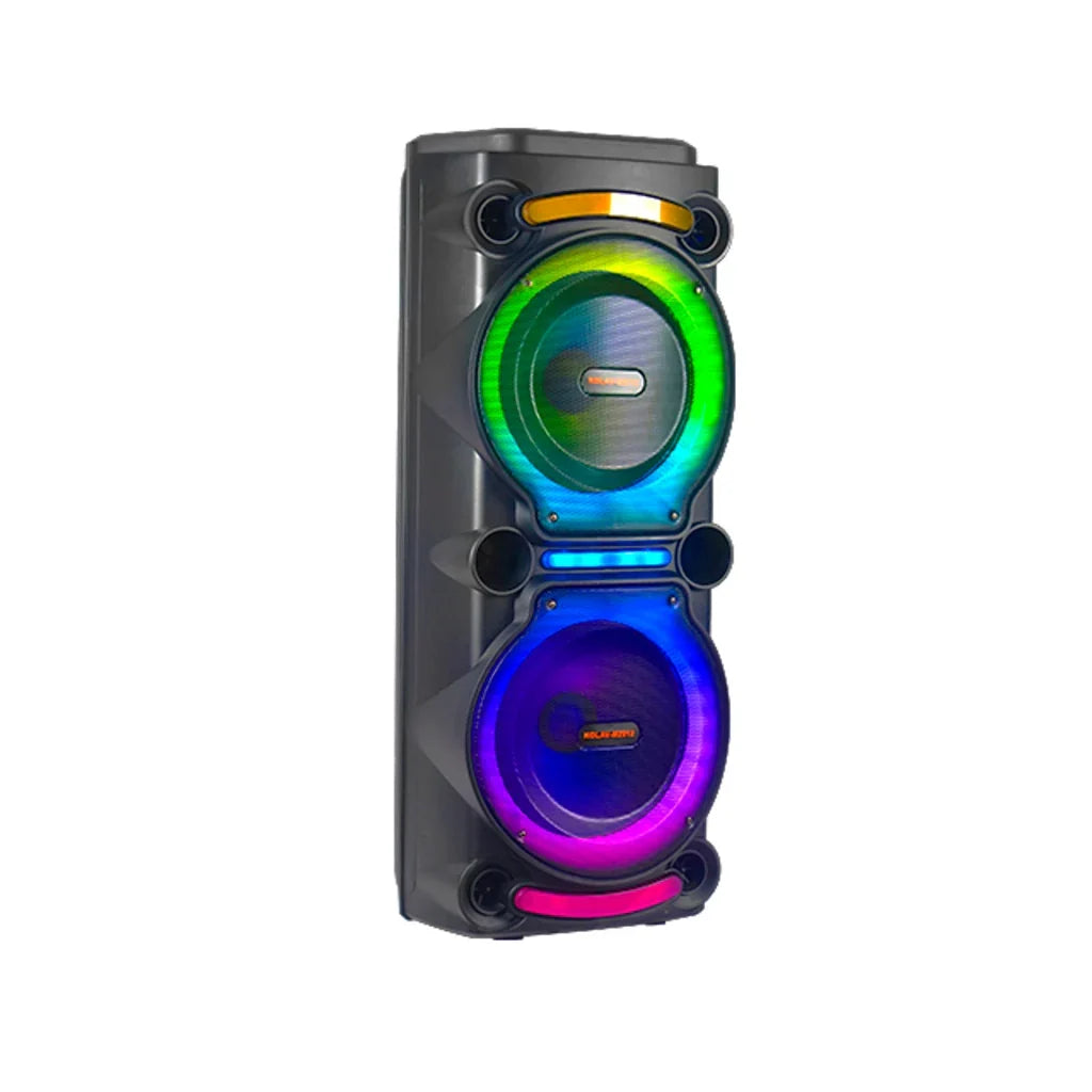 Boxă karaoke portabilă AT Performance KOLAV-M2212, 400 W RMS, 2 x 12 inch, Bluetooth, 2 microfoane wireless, RGB LED