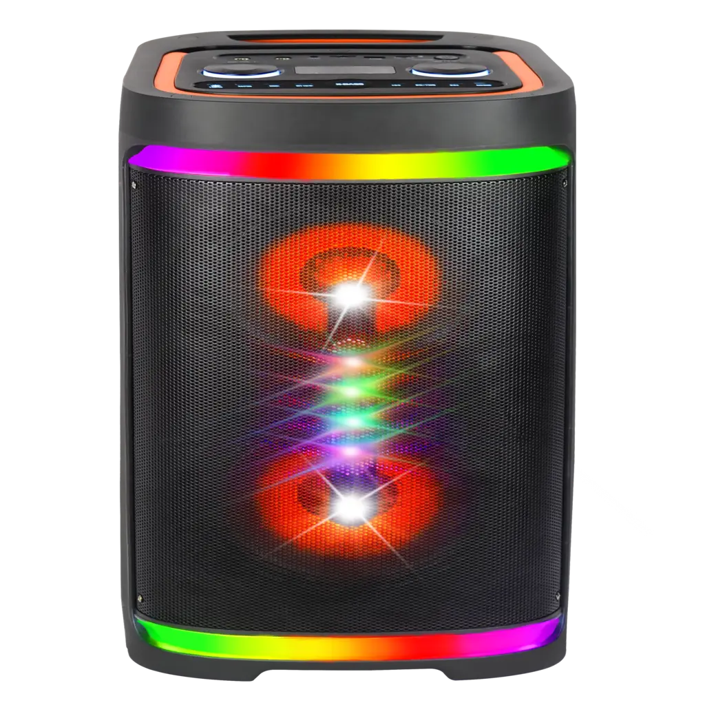 Boxă karaoke portabilă AT Performance KOLAV-M2854, 400 W PMPO, 2 x 8 inch, Bluetooth, autonomie 4 ore, RGB LED