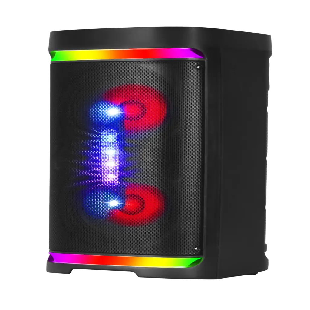 Boxă karaoke portabilă AT Performance KOLAV-M2854, 400 W PMPO, 2 x 8 inch, Bluetooth, autonomie 4 ore, RGB LED
