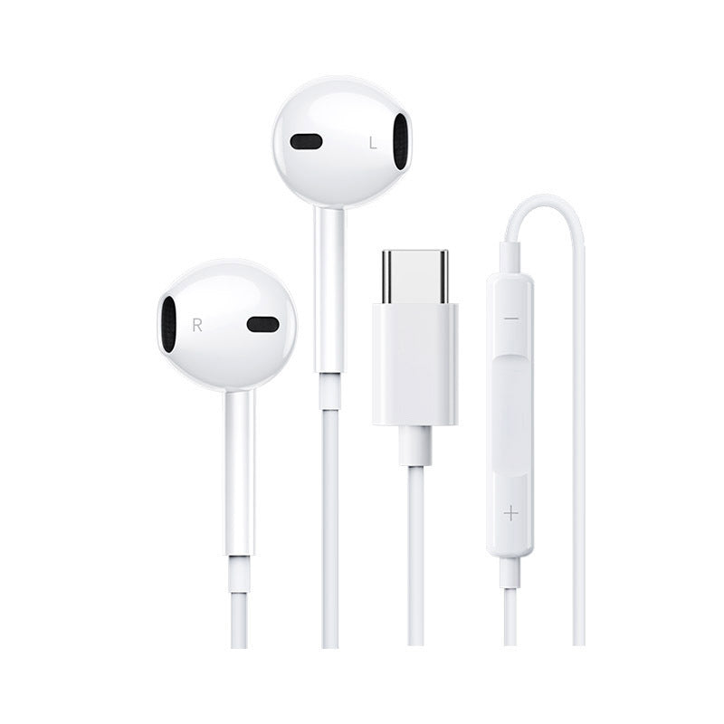 Căști in-ear cu fir KLGO, conector Type-C, cablu 1,3 m, microfon, sensibilitate 100 dB, alb