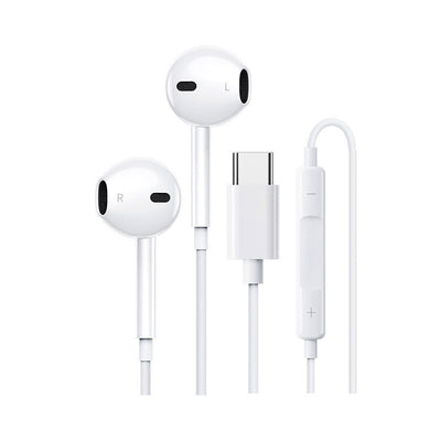 Căști in-ear cu fir KLGO, conector Type-C, cablu 1,3 m, microfon, sensibilitate 100 dB, alb