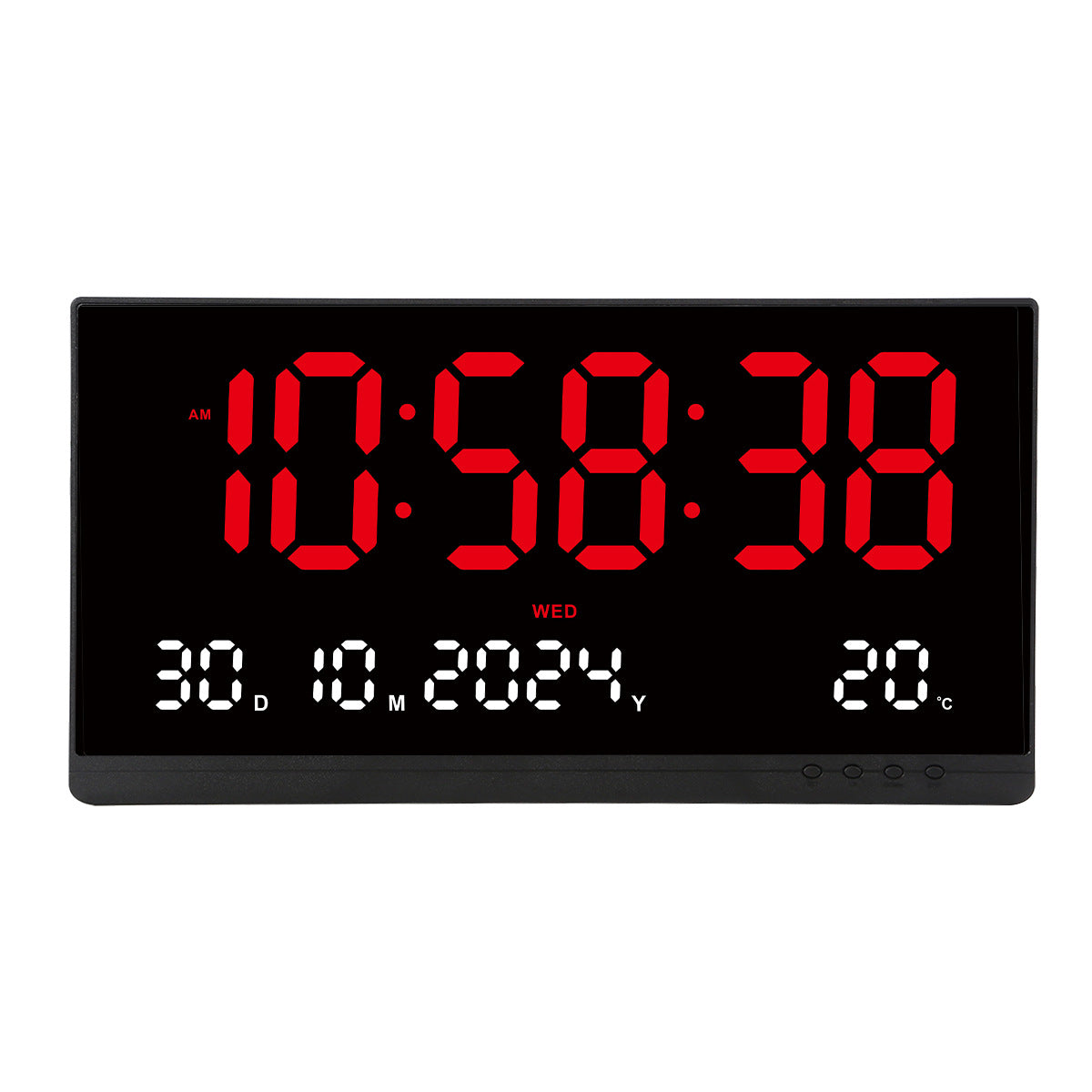 Ceas digital de masă AT Performance, LED roșu, 3 niveluri luminozitate, calendar, termometru, 11 x 22 cm