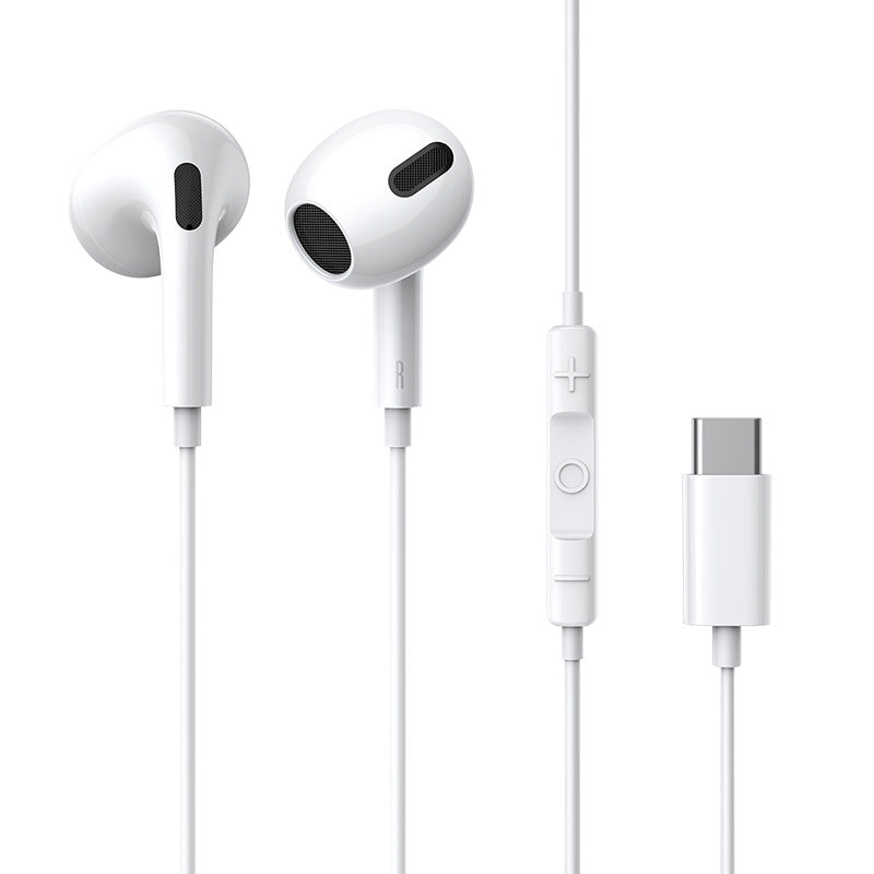 Căști in-ear cu fir KLGO, conector Type-C, cablu 1,3 m, microfon, telecomandă pe fir, alb sau negru