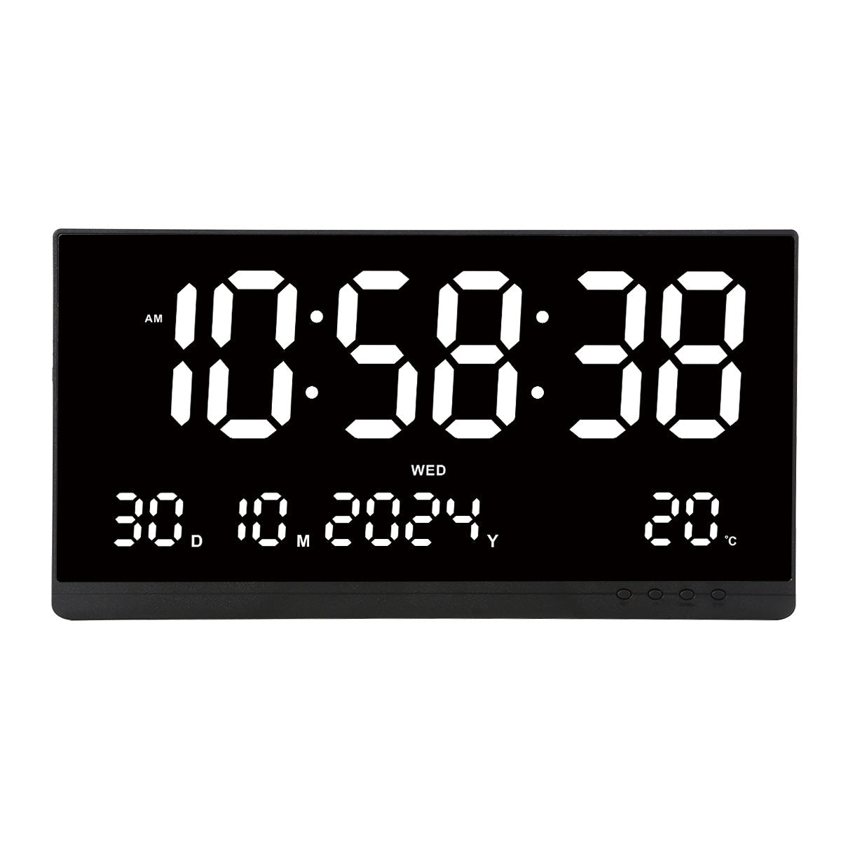 Ceas digital de masă AT Performance, LED roșu, 3 niveluri luminozitate, calendar, termometru, 11 x 22 cm