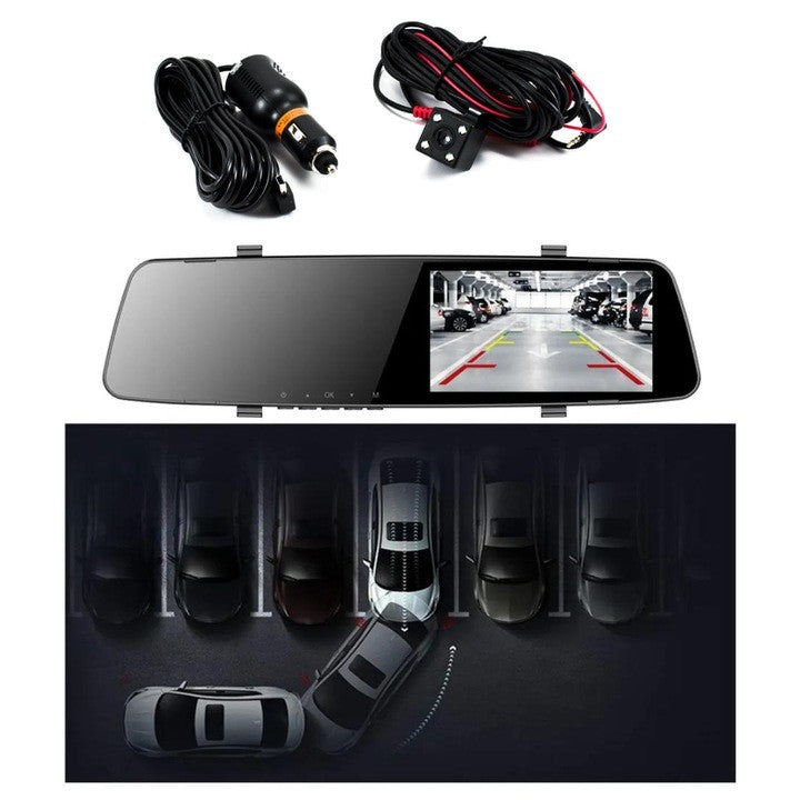 Pachet Auto AT PERFORMANCE®, Siguranță & Confort: Oglindă DVR Dual Full HD + Parasolar Pliabil UV – Protecție Completă Pentru Mașina Ta