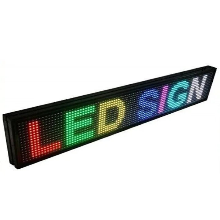 Reclamă luminoasă LED RGB AT Performance, 300x40 cm, Wi-Fi, cod QR, culori reglabile, neagră