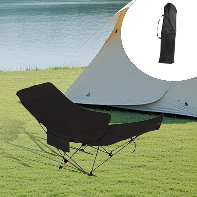 Pachet de 2x Scaun pliabil tip lounge AT PERFORMANCE® – Reclinabil, 4 poziții, reglabil, pentru camping, plajă și pescuit, cu husă de transport – Negru