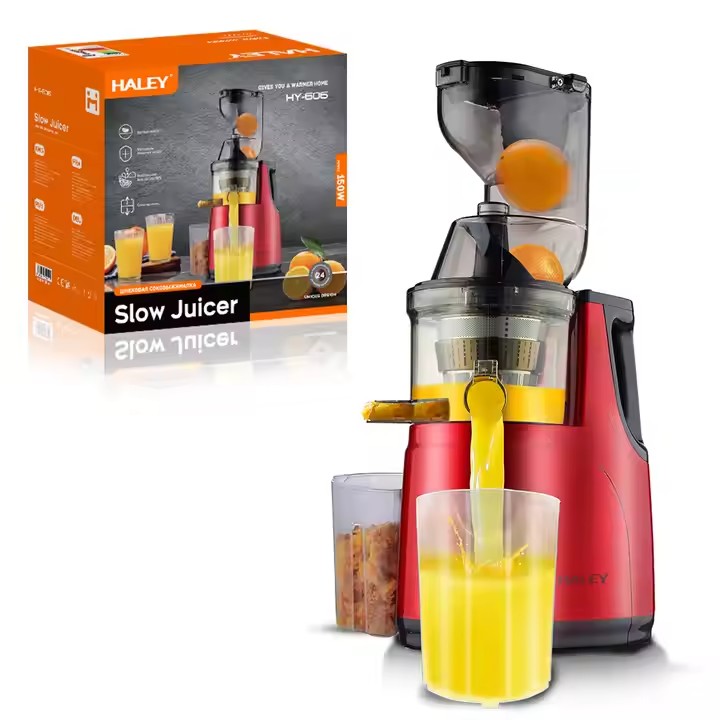 Storcător de citrice HALEY HY-606, 150 W, 500 ml, stoarcere lentă, auto-ejectare pulpă, roșu/negru