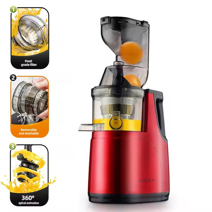 Storcător de citrice HALEY HY-606, 150 W, 500 ml, stoarcere lentă, auto-ejectare pulpă, roșu/negru