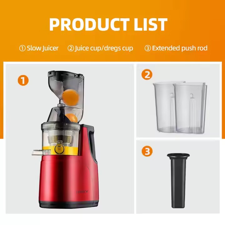 Storcător de citrice HALEY HY-606, 150 W, 500 ml, stoarcere lentă, auto-ejectare pulpă, roșu/negru