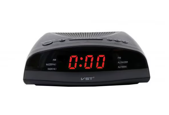 Radio cu ceas AT Performance VST-905, tuner AM/FM, afișaj LED roșu, 0,5 W, negru