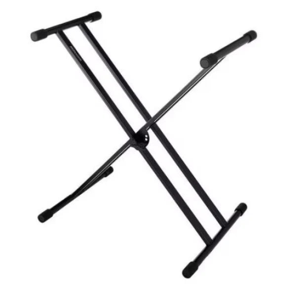 Stativ pentru Orga, Inaltime si Latime Ajustabile, Capacitate Maxima 25 Kg, Insertii de Cauciuc, Constructie In X, Picioare Anti-alunecare, Design Clasic, Negru