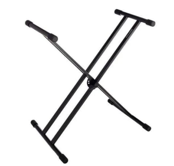 Stativ pentru Orga, Inaltime si Latime Ajustabile, Capacitate Maxima 25 Kg, Insertii de Cauciuc, Constructie In X, Picioare Anti-alunecare, Design Clasic, Negru