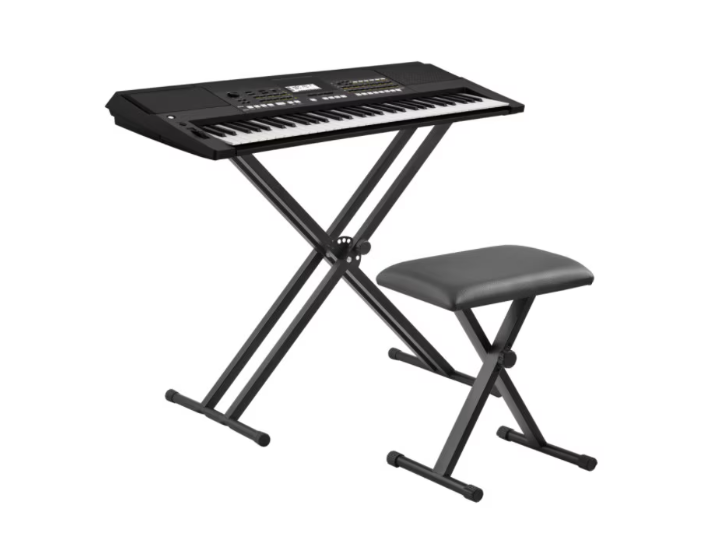 Scaun pentru orgă și pian Tusy Store, înălțime reglabilă 52/55/57 cm, șezut piele sintetică, pliabil, negru
