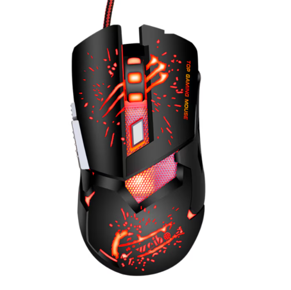 Mouse gaming Weibo S10, senzor optic 1600-3200 DPI, 6 butoane, cablu 1,8 m, roșu