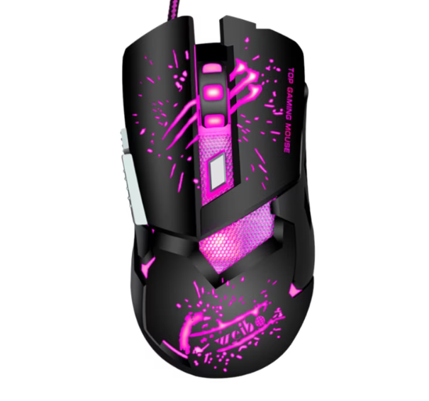 Mouse gaming Weibo S10, senzor optic 1600-3200 DPI, 6 butoane, cablu 1,8 m, roșu