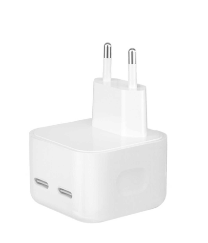 Adaptor de priză Tusy Store, 35 W, 2 porturi USB-C, alimentare 220 V, alb