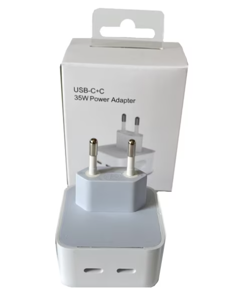Adaptor de priză Tusy Store, 35 W, 2 porturi USB-C, alimentare 220 V, alb