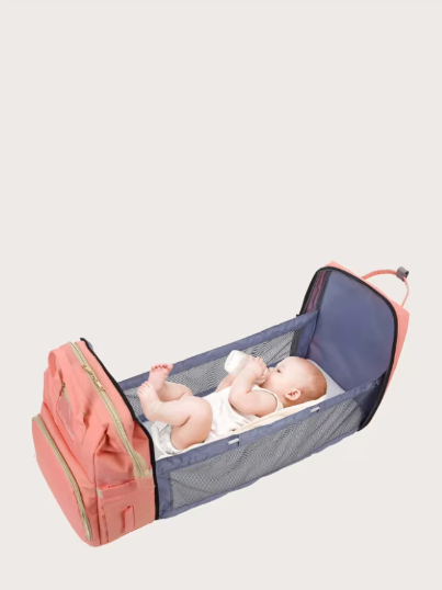 Rucsac pentru bebeluși 3 în 1 AT Performance, 39x30x18 cm, Oxford impermeabil, 1,5 kg, roz deschis