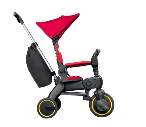 Tricicleta 4IN 1, At Performance, Centura Prindere, Bara Protectie, Piele ecologica, Suport Pahar, Pedale Detasabile, 6 luni+, Rosu / Negru